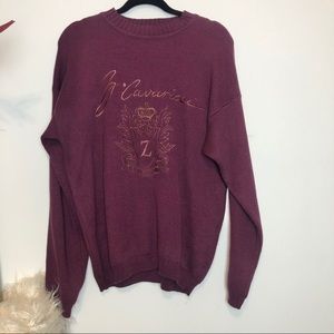 Vintage Z.cavaricci Y2K MENS BURGUNDY CREST EMBROIDERED SWEATER NWT SMALL BIGGIE